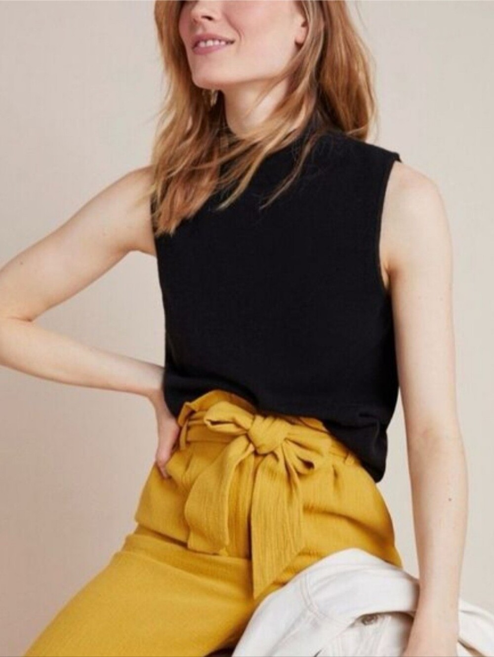 Anthropologie Women's M Black Sleeveless Mock Turtleneck Sweater